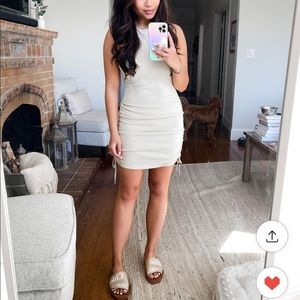 Abercrombie Side Cinched Elevated Knit Mini Dress - Cream - XS